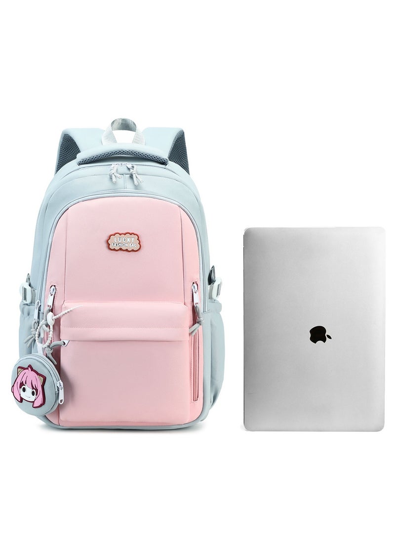 Generic - 607 Lightweight Laptop School Travel Multi-pocket Multi-Compartment Large Capacity Women's Water-resistant Collage Daily Use Backpack Bag - Pink - Image 1