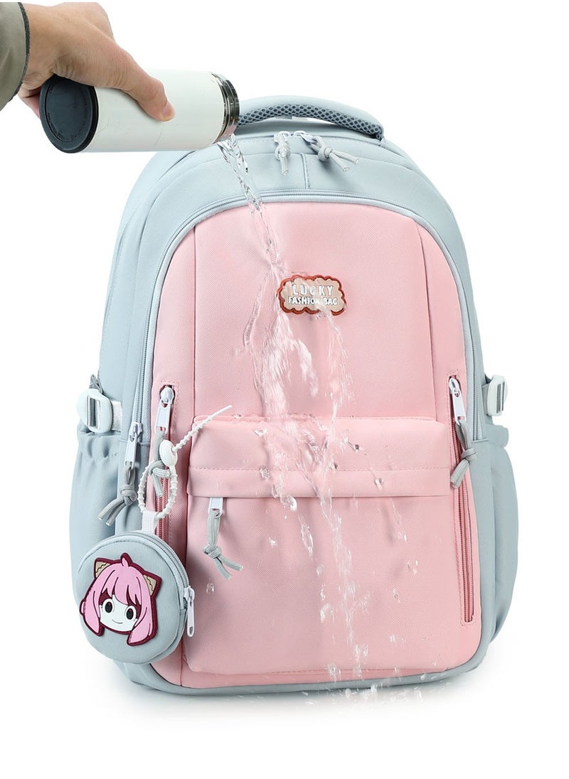 Generic - 607 Lightweight Laptop School Travel Multi-pocket Multi-Compartment Large Capacity Women's Water-resistant Collage Daily Use Backpack Bag - Pink - Image 1