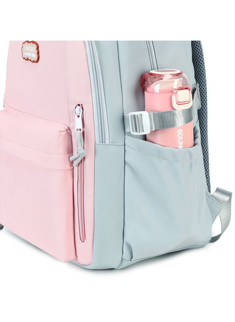 Generic - 607 Lightweight Laptop School Travel Multi-pocket Multi-Compartment Large Capacity Women's Water-resistant Collage Daily Use Backpack Bag - Pink - Image 1