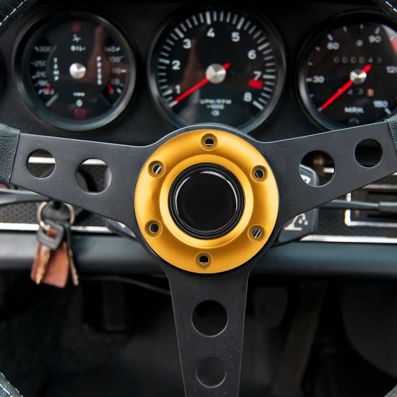 Gold Steering Wheel Horn Button Cover Cap 85mm Diameter Fits 6 Bolt Standard Wheel - Image 4