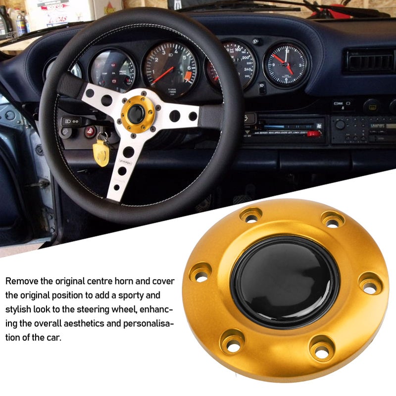Gold Steering Wheel Horn Button Cover Cap 85mm Diameter Fits 6 Bolt Standard Wheel - Image 5