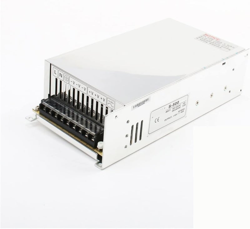 مصدر طاقة منظم DC S-500W بجهود 12V، 13.5V، 15V، 24V، 27V، 36V، 48V، خرج واحد، لأضواء الشريط LED، يحول التيار المتردد (AC) إلى تيار مستمر (DC)، مع محولات ومشغلات LED (الحجم: 36V_500W). - Image 1