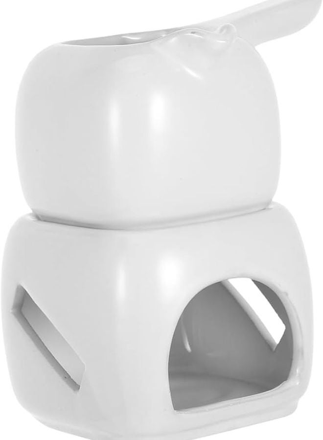 White Ceramic Chocolate Melting Pot Rapid Heating for Fondue Desserts Butter Warmer - Image 2
