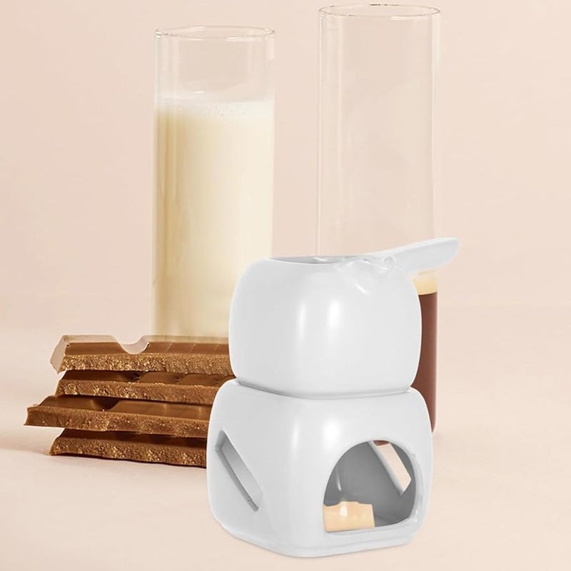 White Ceramic Chocolate Melting Pot Rapid Heating for Fondue Desserts Butter Warmer - Image 4