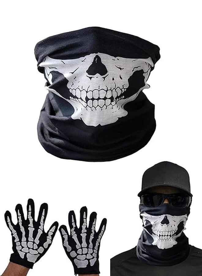 Skull Neck Gaiter Mask, Halloween Bandana Ghost Masks, Motorcycle Half Face Mask, for Most Motorcycles - Image 1