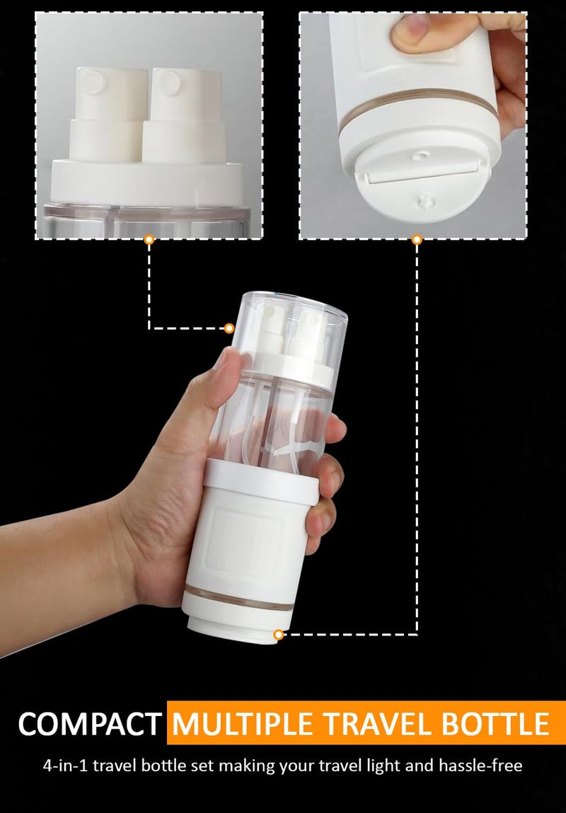 Lyrovo 4-in-1 Travel Essential Kit Spray Bottles & Pump Bottles Dispenser, Travel Containers for Toiletries, Refillable Travel Accessories for Cream Toners Lotion (White) - Image 5