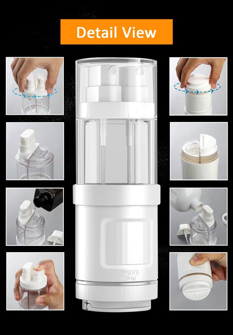 Lyrovo 4-in-1 Travel Essential Kit Spray Bottles & Pump Bottles Dispenser, Travel Containers for Toiletries, Refillable Travel Accessories for Cream Toners Lotion (White) - Image 2