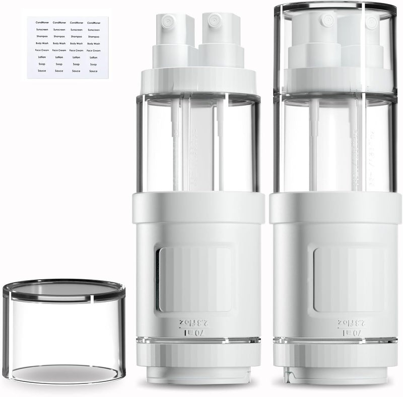 Lyrovo 4-in-1 Travel Essential Kit Spray Bottles & Pump Bottles Dispenser, Travel Containers for Toiletries, Refillable Travel Accessories for Cream Toners Lotion (White) - Image 1