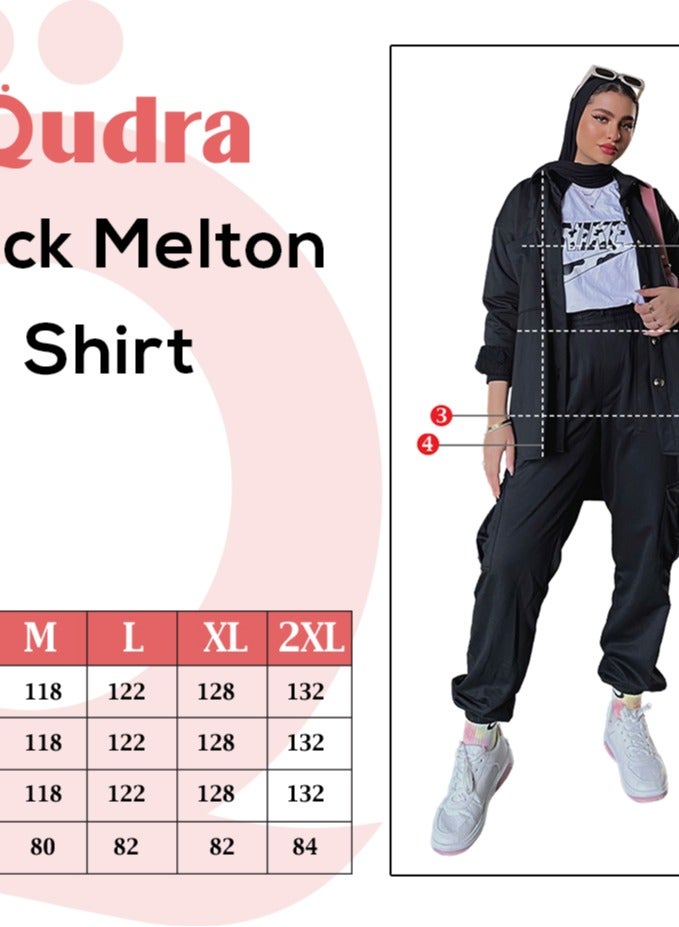 Qudra Melton Black Shirt Cotton 100%  - Image 3