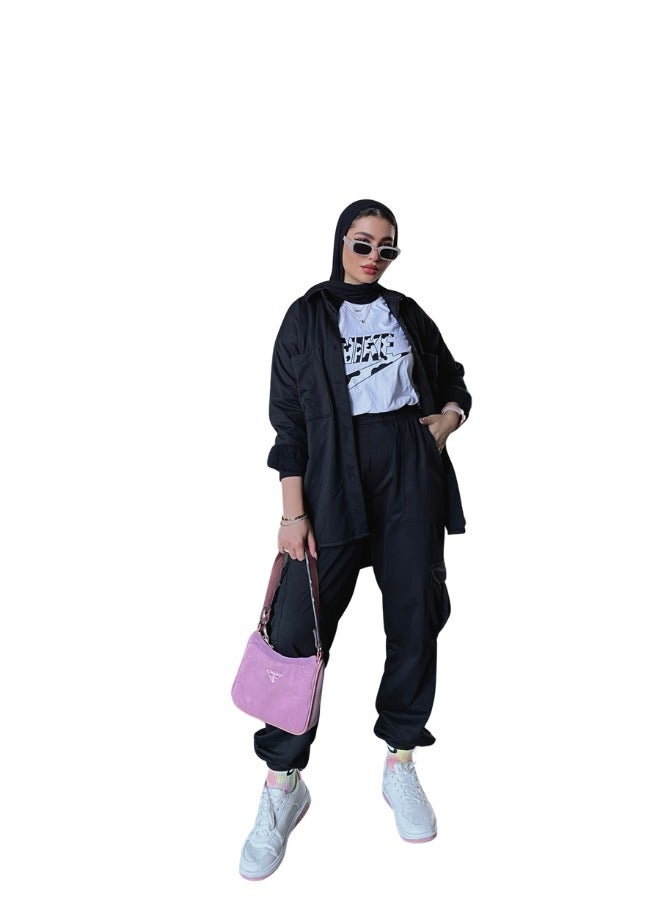 Qudra Melton Black Shirt Cotton 100%  - Image 5