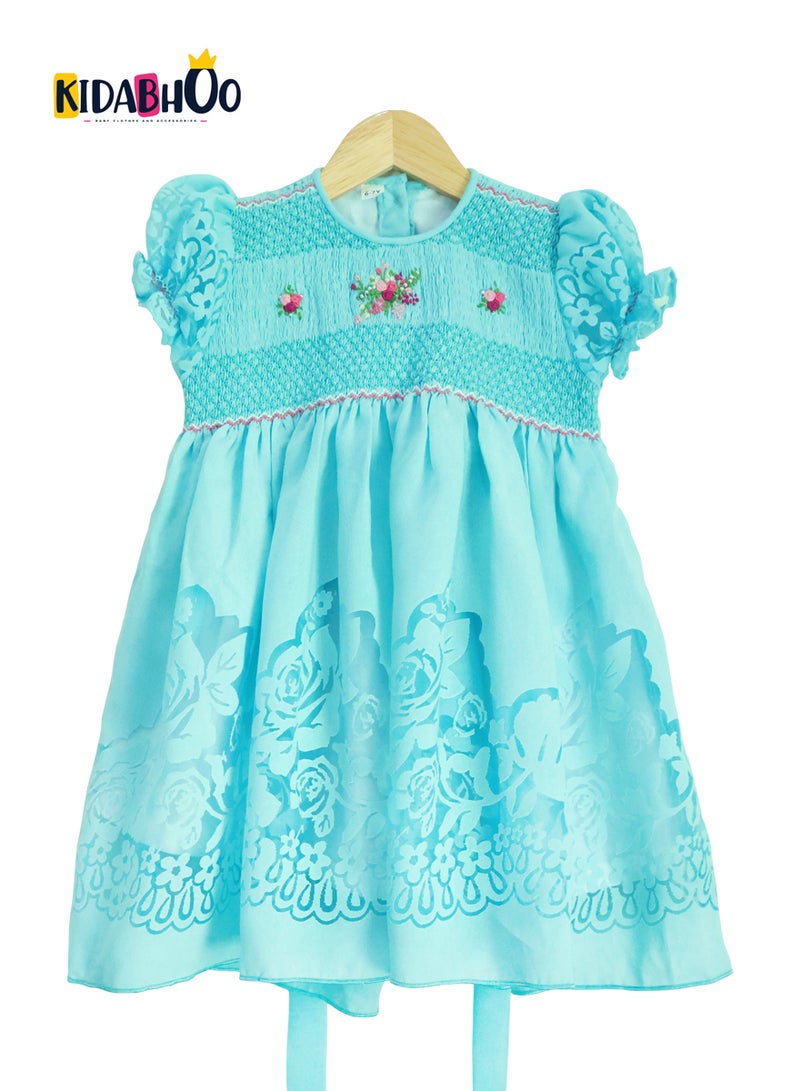 كيدابهو فستان سموكد للفتيات من كيدز - أزرق فاتح - Image 1
