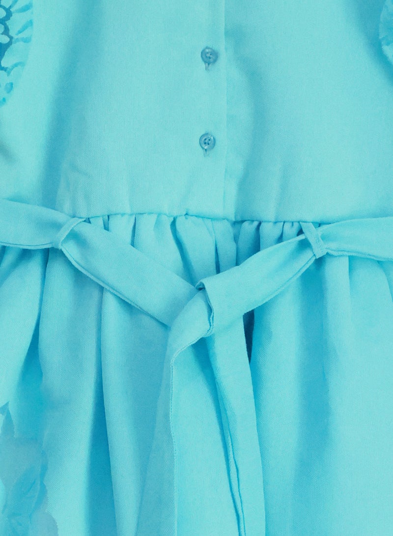 كيدابهو فستان سموكد للفتيات من كيدز - أزرق فاتح - Image 4