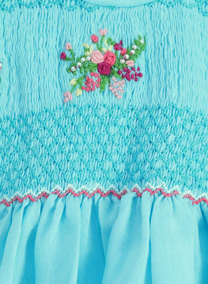 كيدابهو فستان سموكد للفتيات من كيدز - أزرق فاتح - Image 3