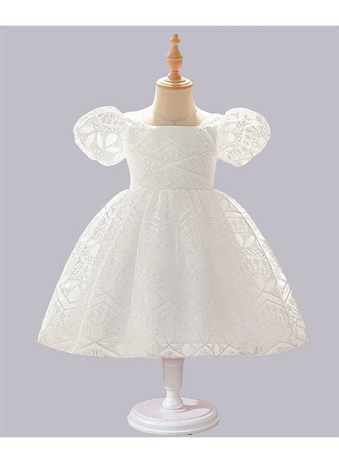 Mark & Mia Mark & Mia Floral Embroidered Short Sleeves Frock - White