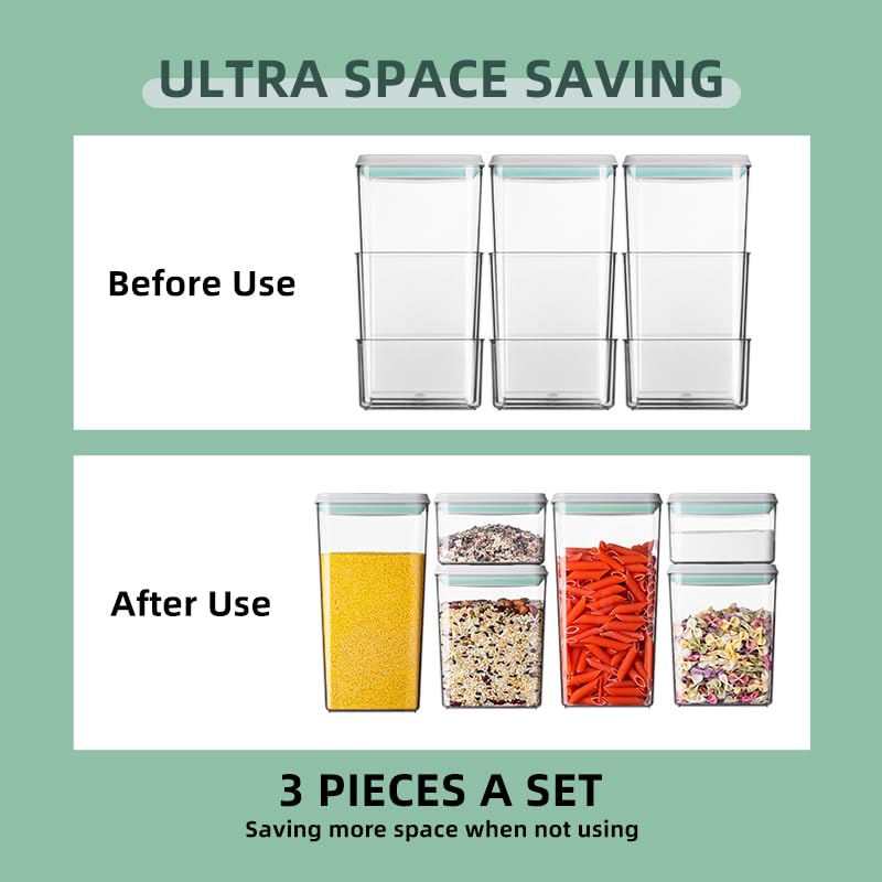 Ankou Airtight Food Storage Container Sets with Lids 6Pcs Pop Containers for Kitchen Pantry Organization BPA-Free Stackable Kitchen Storage Containers for Cereal Flour Sugar (0.5, 1.2, 1.8qt)*2 - Image 4