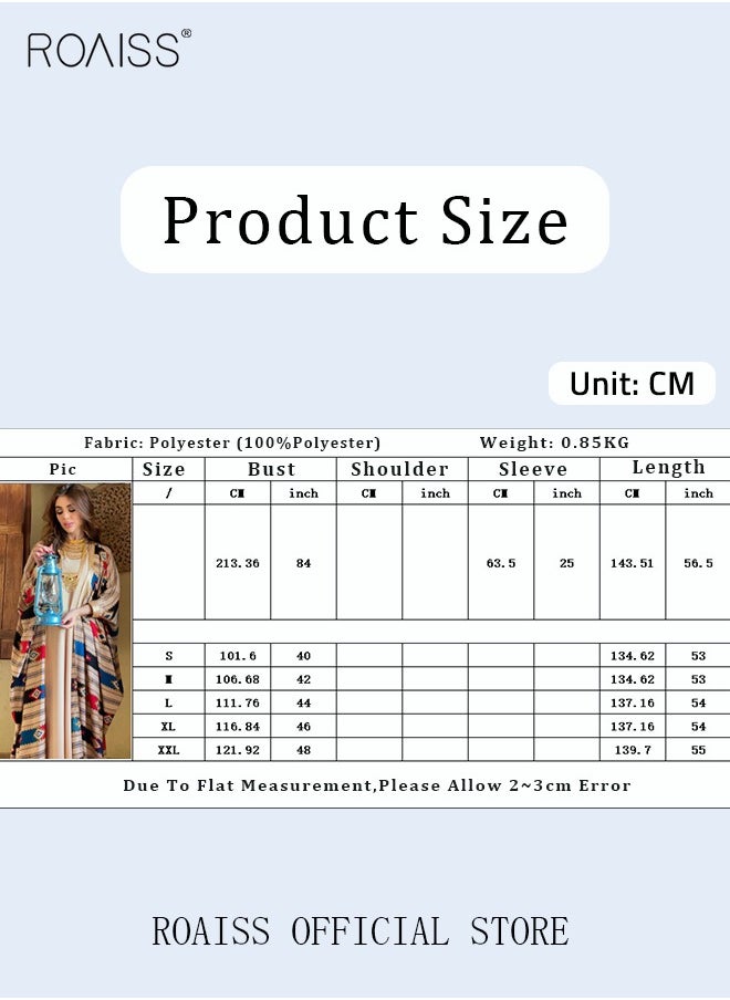 roaiss Women Muslim Abaya Dress Set Colorful Geometric Stripes Print Moroccan Kaftan Dubai Arab Ladies Two Pieces Dolman Sleeve Long Dress  - Image 4