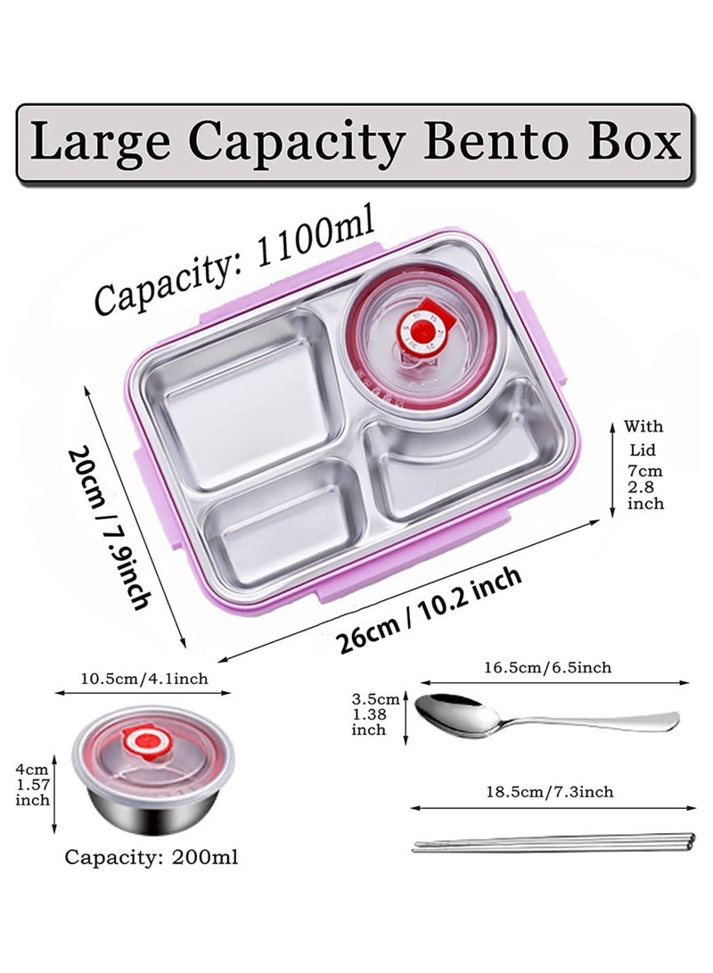 TOMSHOO Kids Lunch Box with Tableware,Customed for Kids Cartoon Bento Lunch Box，1100ml 4 compartment Insulated Lunch Box for Children | Leakproof | BFA Free | Dishwasher | Stainless Steel 26x20x7cm (Unicorn) - Image 2