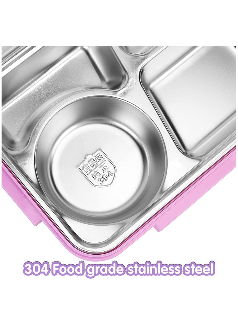 TOMSHOO Kids Lunch Box with Tableware,Customed for Kids Cartoon Bento Lunch Box，1100ml 4 compartment Insulated Lunch Box for Children | Leakproof | BFA Free | Dishwasher | Stainless Steel 26x20x7cm (Unicorn) - Image 4