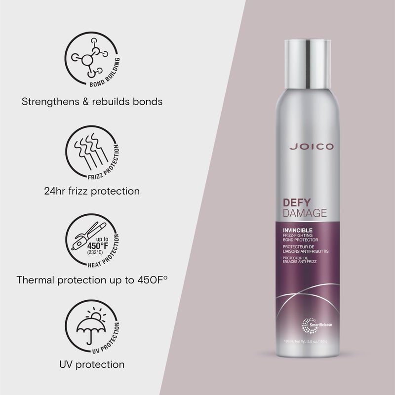 Joico Defy Damage Invincible Frizz-Fighting Bond Protector | 24 Hour Frizz Protection | Thermal Heat & Humidity Protection | Boost Shine | Reduce Breakage | Leave-In Spray | 180mL - Image 3