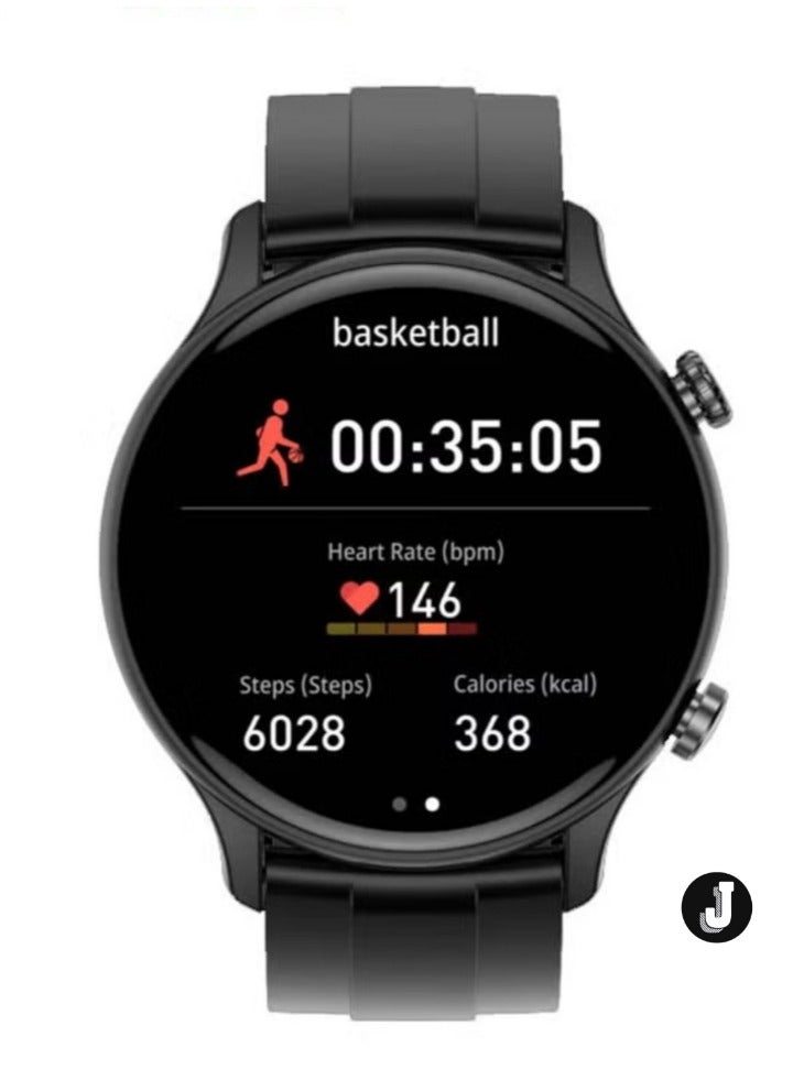 JAJEEK "1.43 Inch AMOLED Display Smart Watch for Men – Full Touch Control, IP68 Waterproof, Includes 2 Straps, Sleek Black" - Image 2
