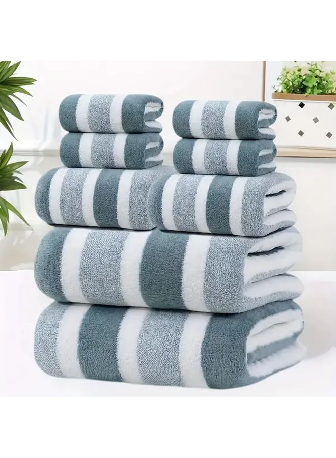 8pcs Grey Bath Towel Set Two Tone Striped Design Hotel Quality Ultra Soft Ultra Absorbent Lint Free Includes 2 Bath Towels 2 Hand Towels 4 Washcloths Premium Daily Bathing - Image 1