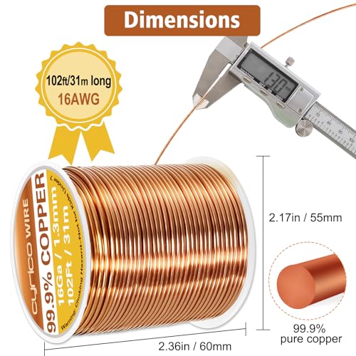 cyrico 99.9% Pure Copper Wire, 16 Gauge 102 Feet Solid Copper Wire for Jewelry Making Crafts, Electroculture Gardening Antenna, Cyrico Bendable Soft Wire for Plants - Image 5