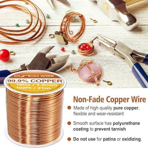 cyrico 99.9% Pure Copper Wire, 16 Gauge 102 Feet Solid Copper Wire for Jewelry Making Crafts, Electroculture Gardening Antenna, Cyrico Bendable Soft Wire for Plants - Image 3