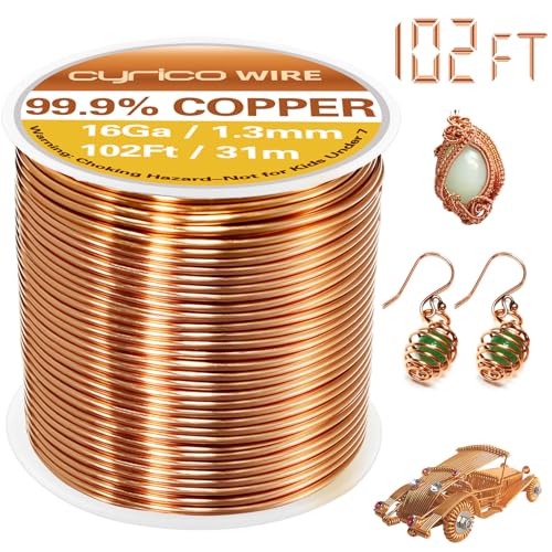 cyrico 99.9% Pure Copper Wire, 16 Gauge 102 Feet Solid Copper Wire for Jewelry Making Crafts, Electroculture Gardening Antenna, Cyrico Bendable Soft Wire for Plants - Image 1