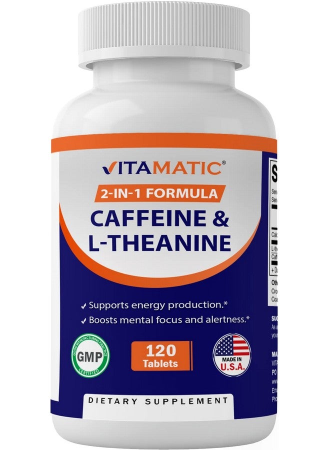 Vitamatic فيتاميناتيك L-ثيانين 200 ملغ مع كافيين 100 ملغ - 120 قرص نباتي مكمل نوتروبيك للطاقة المركزة والوضوح الذهني - Image 1