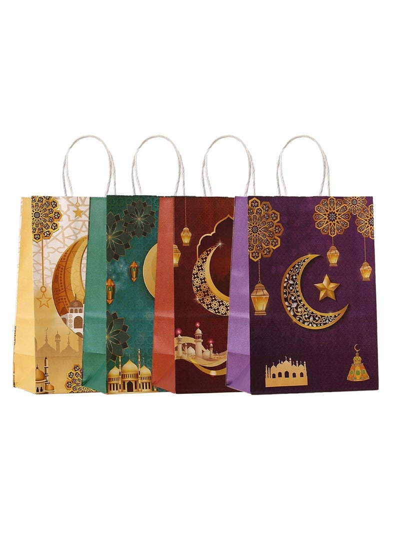 Yuwell 8 Pcs Eid Mubarak Bags Gift Bags Ramadan Moon And Lantern Design Bags Party Favor Bags Paper Tote Bags For Islamic Holiday Decorations Celebrations And Ramadan Decoration Small Eid Present Bags With Handles Mini Eid Bags Gif Box 21X15X8CM - Image 4