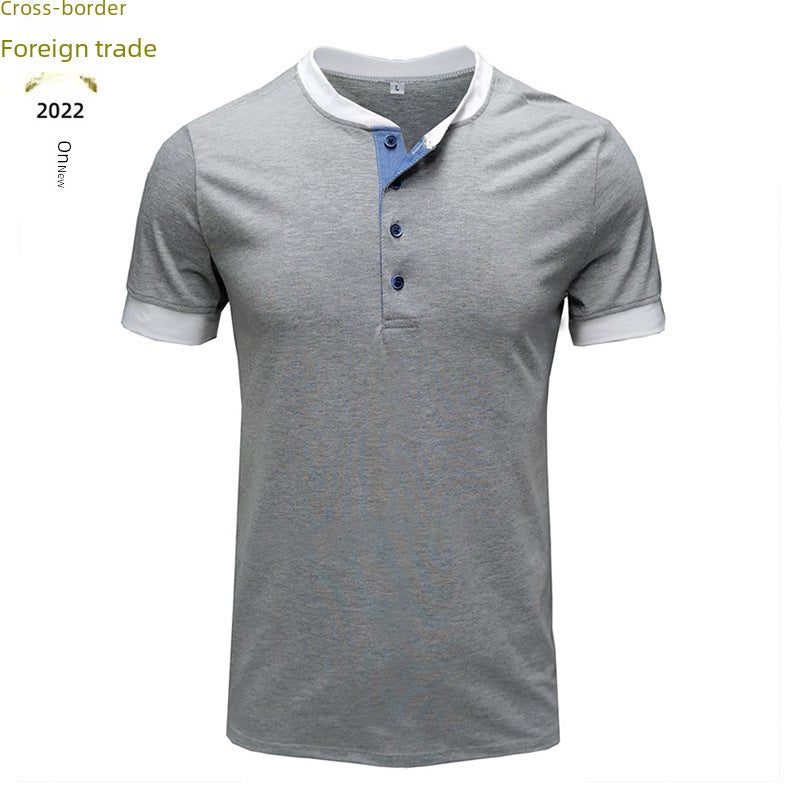 Men''s 2022 Summer New Solid Color Short-sleeved Men''s T-shirt Round Neck Loose Casual Foreign Trade Cotton T-shirt - Image 3