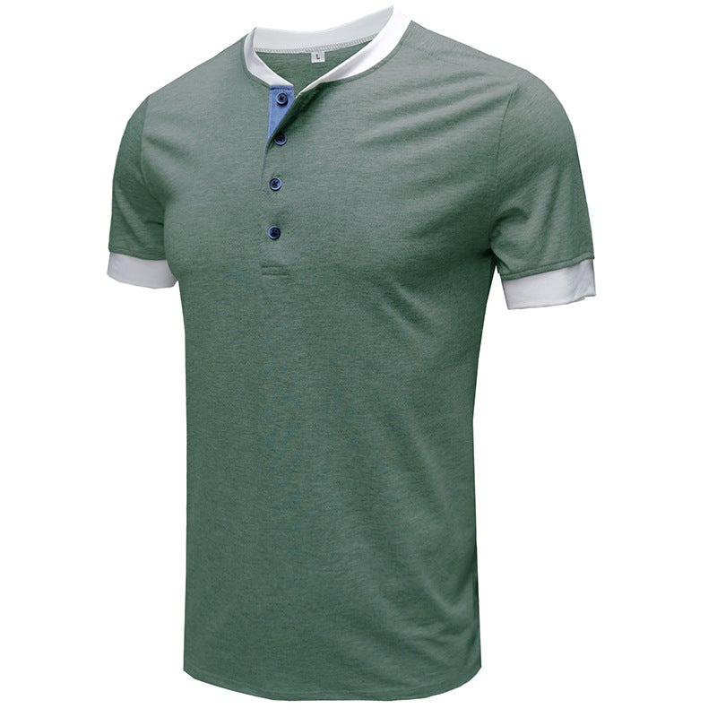 Men''s 2022 Summer New Solid Color Short-sleeved Men''s T-shirt Round Neck Loose Casual Foreign Trade Cotton T-shirt - Image 1