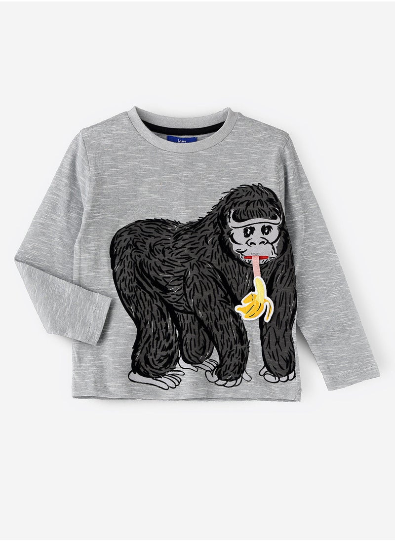 JAM - Knit f/slv  t-shirt with print at front - Image 1