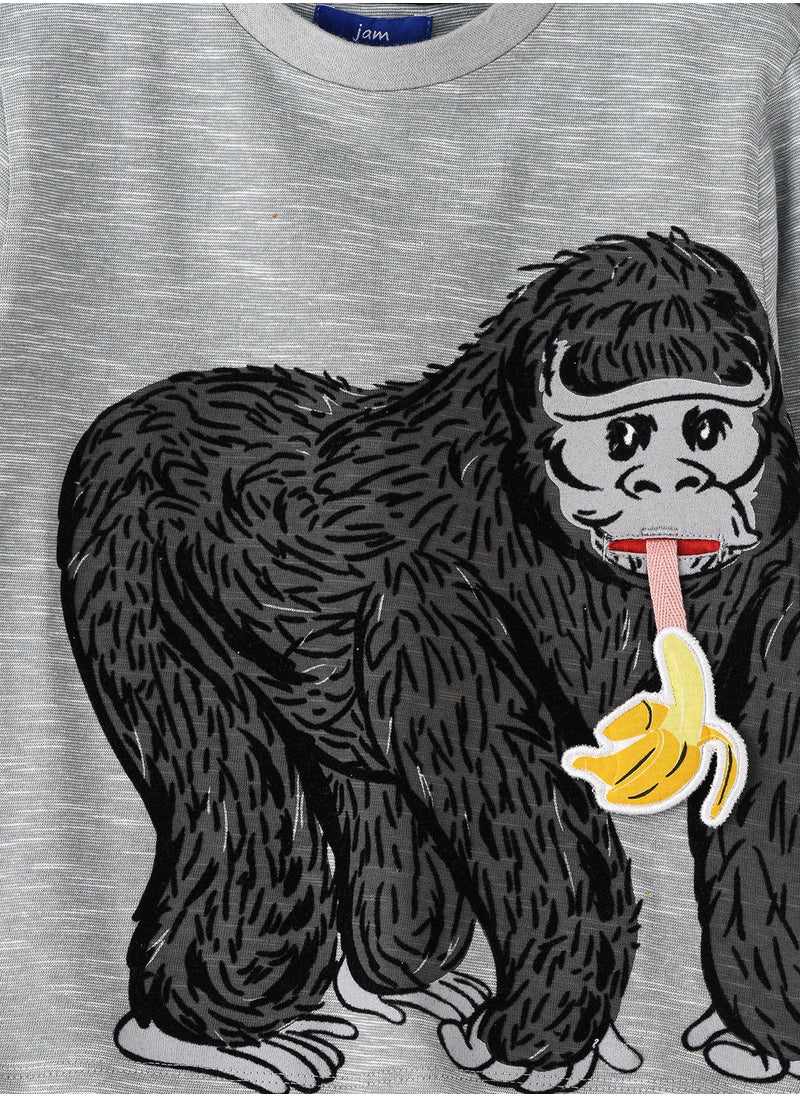 JAM - Knit f/slv  t-shirt with print at front - Image 1