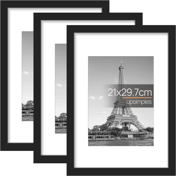 3 PACK A4 PICTURE FRAME A4 BLACK PICTURE FRAMES 21 X 297 CM FRAME WALL HANGING LANDSCAPE OR PORTRAIT ORIENTATION