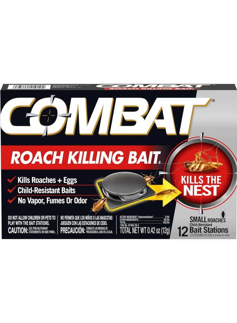 Combat Roach Killing Bait Stations Powerful Cockroach Killer, Kills Roaches & Eggs, Odorless Indoor Pest Control, Child-Resistant Design for Kitchen Bathroom Home Use 12 Pack - Image 1