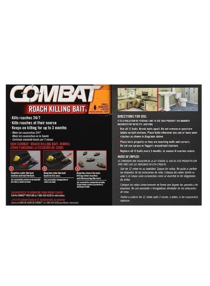 Combat Roach Killing Bait Stations Powerful Cockroach Killer, Kills Roaches & Eggs, Odorless Indoor Pest Control, Child-Resistant Design for Kitchen Bathroom Home Use 12 Pack - Image 2