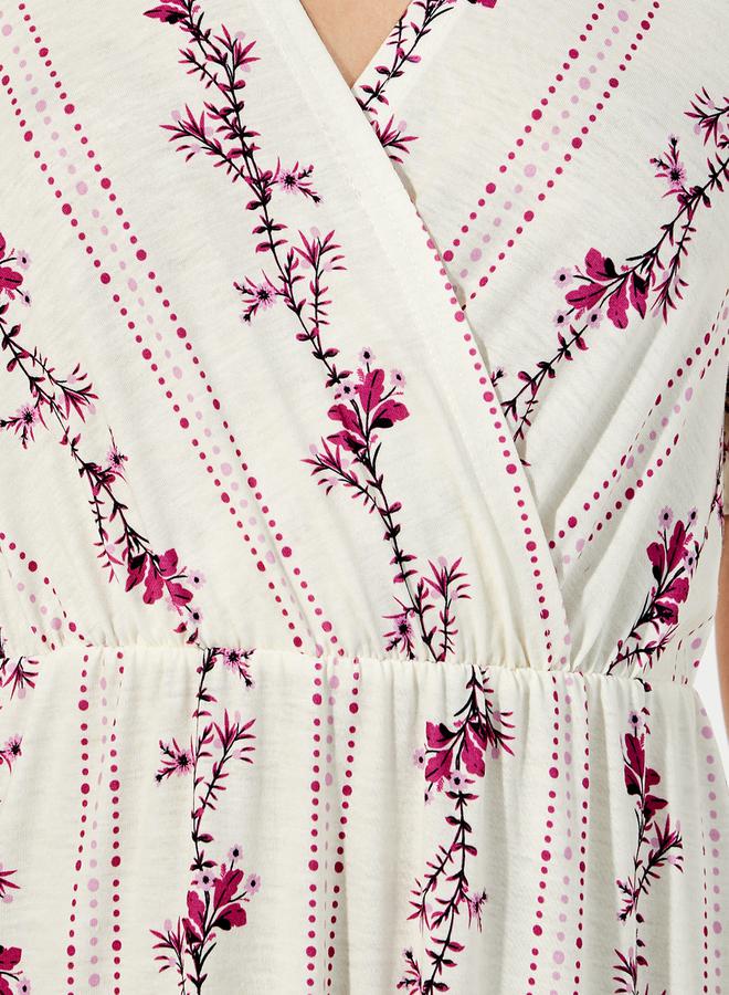 Styli Linear Floral Print Wrap Over Nightdress  - Image 3