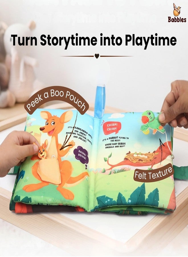 Babbles Peek-A-Boo Animal Baby Book, Soft Cloth Book for Infants & Toddlers with Crinkle Pages, Flaps & Textures, Sensory Play Toy, Gift for Baby Ages 6 Months and Up - Image 3