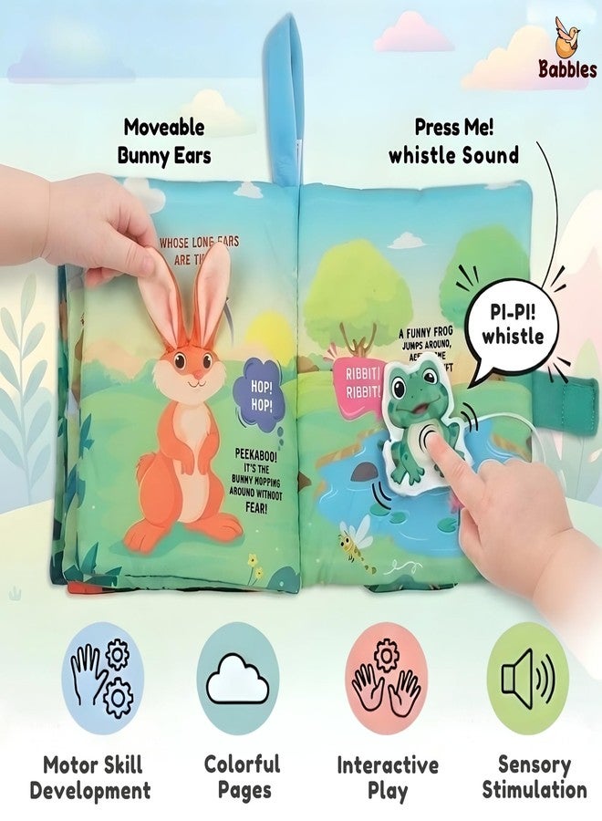 Babbles Peek-A-Boo Animal Baby Book, Soft Cloth Book for Infants & Toddlers with Crinkle Pages, Flaps & Textures, Sensory Play Toy, Gift for Baby Ages 6 Months and Up - Image 4