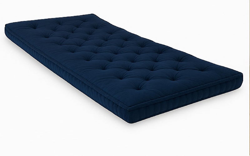 ATOOTFUSION Cotton Floor Mattress, 4 inch Thick Tufted Cushion, 72 x 30 inch, Foldable, Rollable Light Weight Cotton Mattress (Navy Blue) - Image 5