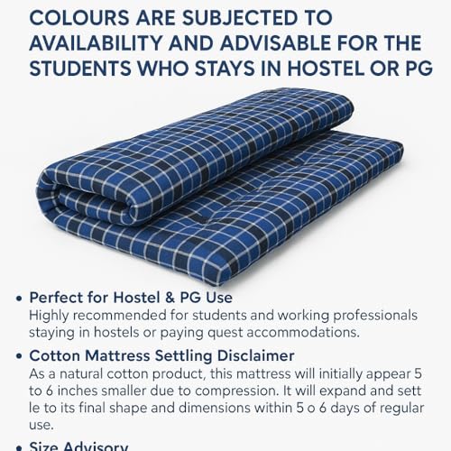 ATOOTFUSION Cotton Floor Mattress, 4 inch Thick Tufted Cushion, 72 x 30 inch, Foldable, Rollable Light Weight Cotton Mattress (Navy Blue) - Image 4