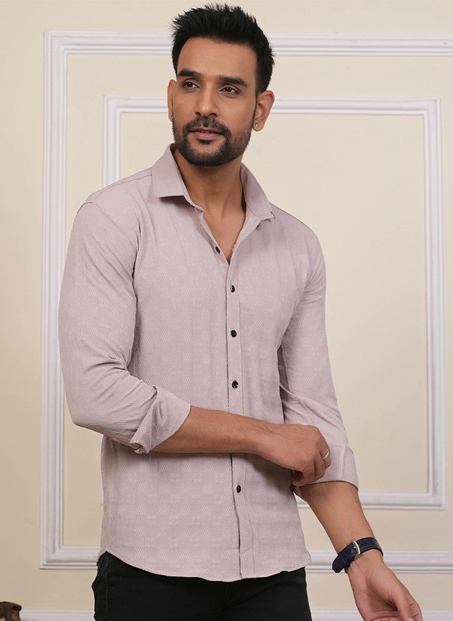 BADLAND Classic Fit Geometric Self Design Casual Shirt - Image 3