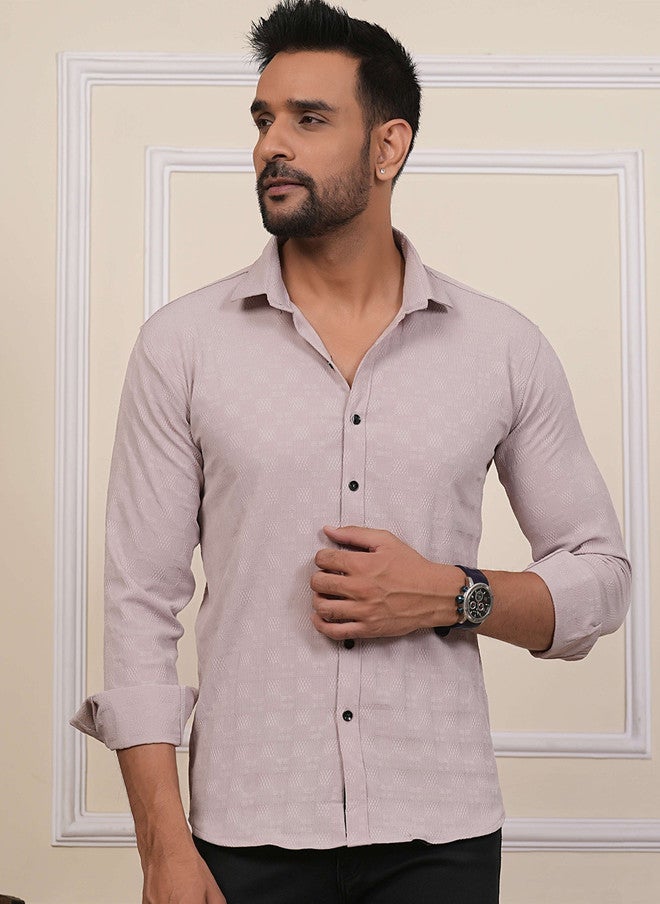 BADLAND Classic Fit Geometric Self Design Casual Shirt - Image 1
