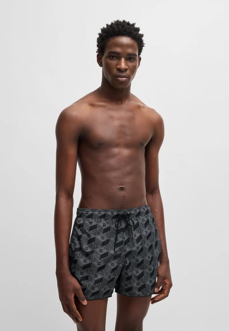 HUGO Drawcord swim shorts with all-over print