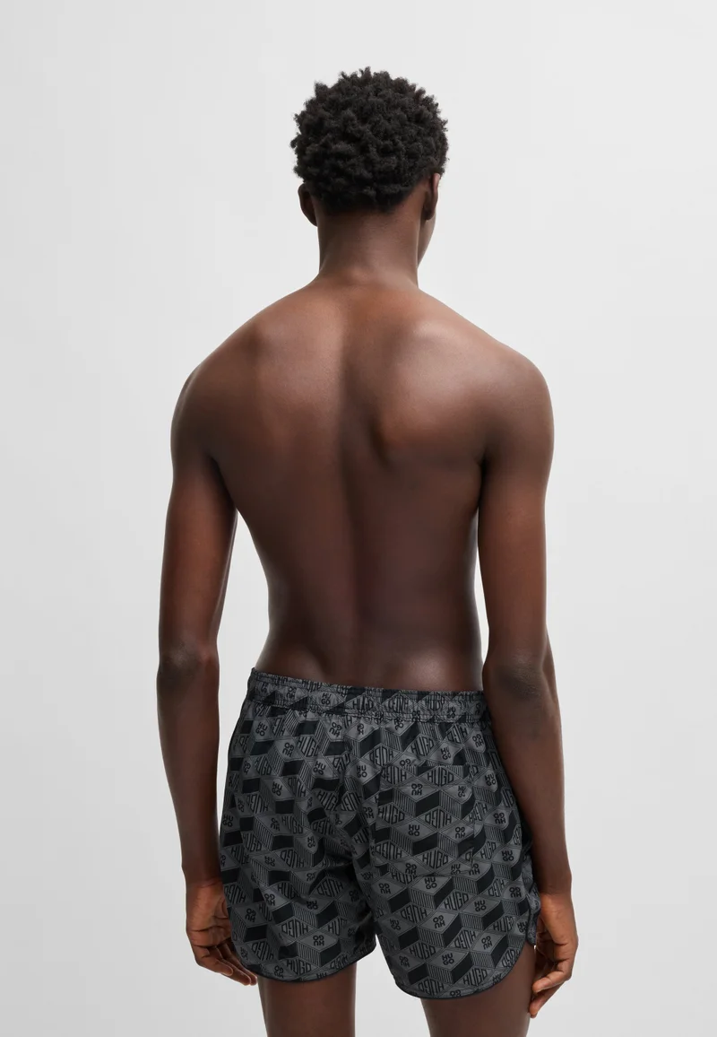 HUGO Drawcord swim shorts with all-over print