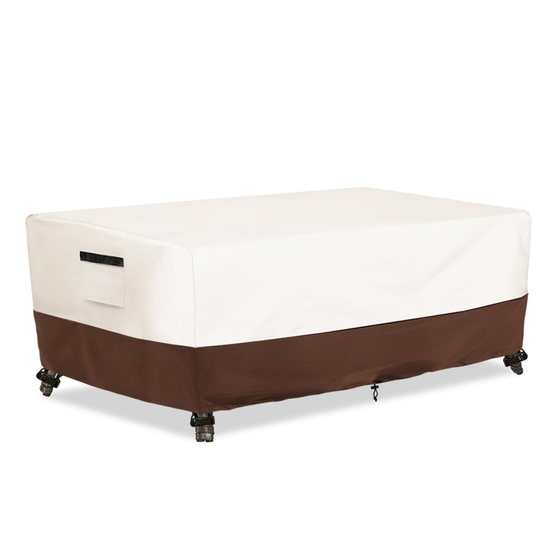 Osileyo Outdoor Patio Coffee Table Cover Waterproof Rectangular Patio Side Table CoverPatio Furniture Covers42 x 26 x 16 inchBeige Brown - Image 2