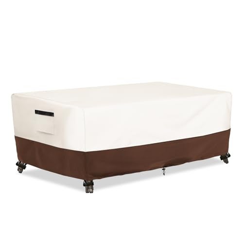 Osileyo Outdoor Patio Coffee Table Cover Waterproof Rectangular Patio Side Table CoverPatio Furniture Covers42 x 26 x 16 inchBeige Brown - Image 1