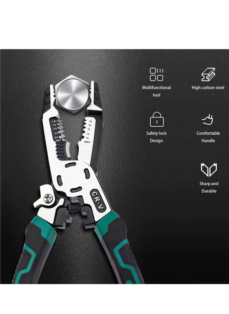 SYOSI - 10-in-1 Wire Stripper Tool, wire crimping tool, C-RV Multifunctional needle nose pliers, Wire Cutter, 9in Combination Plier,  Wiring Tools and Multi-Function Hand Tool - Image 1