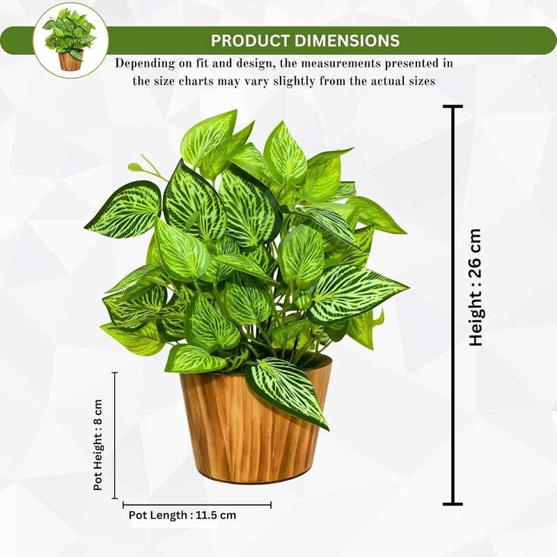 fancymart Artificial Plant Leaves in Wooden Pot Perfect Potted Decoration for Home Living Room & Office Spaces Décor Height - 26cm - Image 4